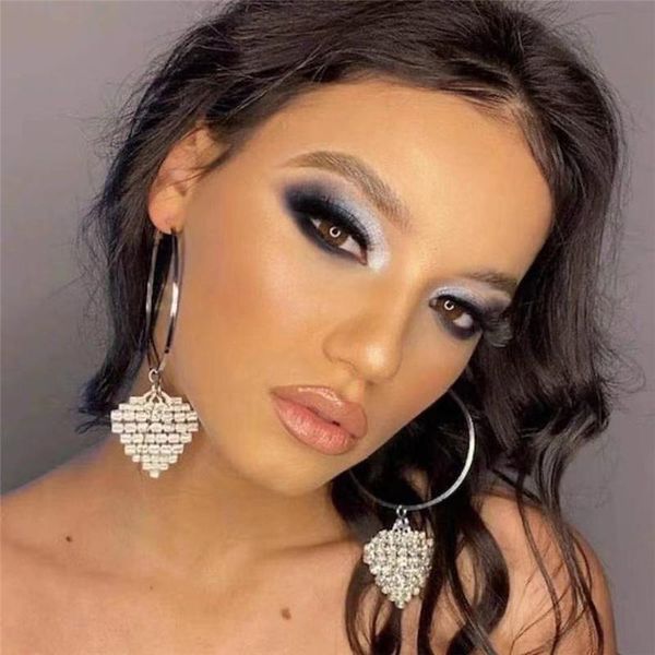 hoop & huggie 2021 trendy heart-shaped women's large ring earrings love rhinestone pendant dinner fashion jewelry accessories, Golden;silver
hoop & huggie 2021 trendy heart-shaped women's large ring earrings love rhinestone pendant dinner fashion jewelry accessories, Golden;silver