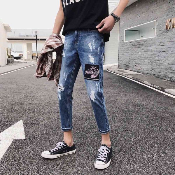 men's jeans fashion casual leisure teenagers men accept feet jeans hole high street hip hop embroidery patch trousers ankle length, Blue
men's jeans fashion casual leisure teenagers men accept feet jeans hole high street hip hop embroidery patch trousers ankle length, Blue