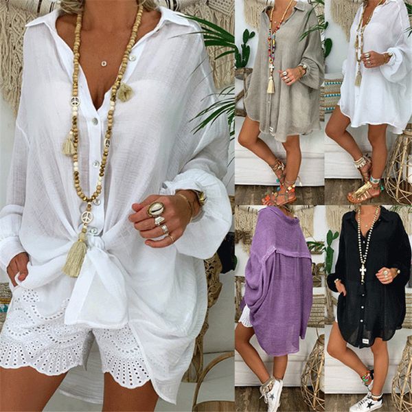 women's blouses & shirts linen womens plus size long sleeve v neck female beach style loose women casual solid color woman clothes 2o6a, White
women's blouses & shirts linen womens plus size long sleeve v neck female beach style loose women casual solid color woman clothes 2o6a, White