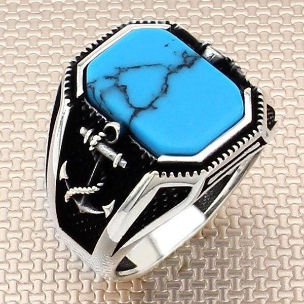 cluster rings oxidized straight rectangle blue raw turquoise stone men silver ring with anchor motif made in turkey solid 925 sterling, Golden;silver
cluster rings oxidized straight rectangle blue raw turquoise stone men silver ring with anchor motif made in turkey solid 925 sterling, Golden;silver