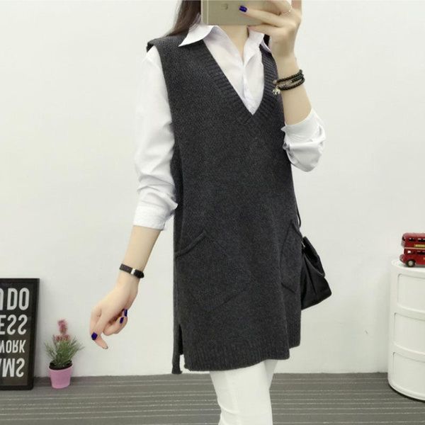 women's vests 2021 spring autumn woman warm v-neck thick knitting sweater female knitted loose waistcoat long ladies oversize vestidos, Black;white
women's vests 2021 spring autumn woman warm v-neck thick knitting sweater female knitted loose waistcoat long ladies oversize vestidos, Black;white