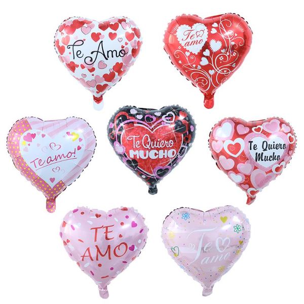 10pcs 18inch te amo spanish i love you foil balloons quiero mucho heart shape for valentine's day/wedding decor helium globos party dec
10pcs 18inch te amo spanish i love you foil balloons quiero mucho heart shape for valentine's day/wedding decor helium globos party dec