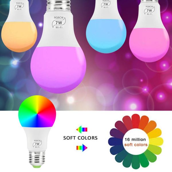 bulbs smart lamp wifi led light rgb dimmable support google/alexa app remote control voice e27
bulbs smart lamp wifi led light rgb dimmable support google/alexa app remote control voice e27