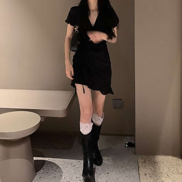 party dresses women's 2021 spring v-neck drawstring hollow out short hip skirt black dress fashion avu9, White;black
party dresses women's 2021 spring v-neck drawstring hollow out short hip skirt black dress fashion avu9, White;black