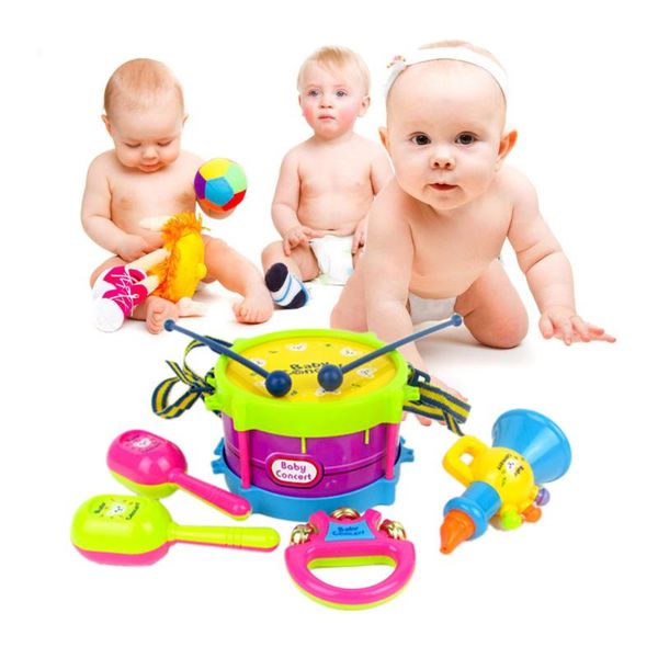 5pcs/set Musical Toy Set Roll Drum Musical Instruments Band Kits Kids Early Educational Toy Gift Baby Grasp Hand Bell Music Toys
5pcs/set Musical Toy Set Roll Drum Musical Instruments Band Kits Kids Early Educational Toy Gift Baby Grasp Hand Bell Music Toys