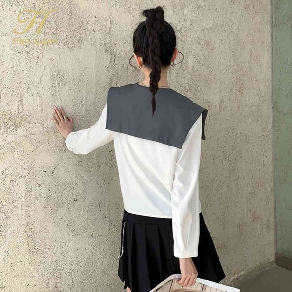 sweaters blouses long sleeve shirts navy collar embroidered flower white shirt women spring loose casual, White;black
sweaters blouses long sleeve shirts navy collar embroidered flower white shirt women spring loose casual, White;black