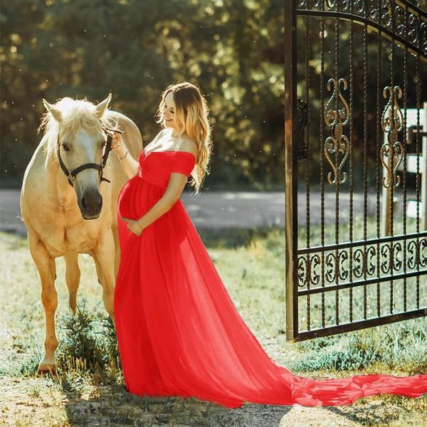 maternity dresses fashion off shoulders half circle gown for baby shower po props dress pography v-neck, White
maternity dresses fashion off shoulders half circle gown for baby shower po props dress pography v-neck, White
