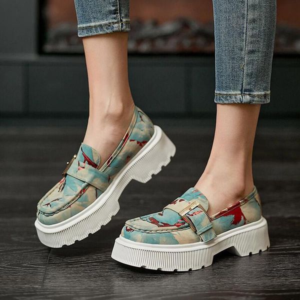 female british style 2021 casual loafers cow leather heels fashion blue black printing platform shoes girls ml4-13 dress
female british style 2021 casual loafers cow leather heels fashion blue black printing platform shoes girls ml4-13 dress