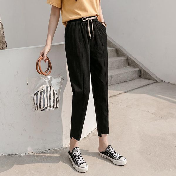 women's pants & capris women elastic waist harem ankle-length straight cotton and linen casual high for summer, Black;white
women's pants & capris women elastic waist harem ankle-length straight cotton and linen casual high for summer, Black;white