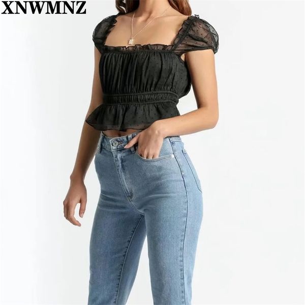 mesh black square collar women tee fashion ruffles lace cropped t-shirt vintage summer t shirt women's 210520, White
mesh black square collar women tee fashion ruffles lace cropped t-shirt vintage summer t shirt women's 210520, White