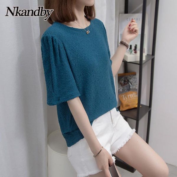 women's t-shirt nkandby plus size summer women 2021 fashion loose knitted puff sleeve korean style t shirt solid color female 100kg, White
women's t-shirt nkandby plus size summer women 2021 fashion loose knitted puff sleeve korean style t shirt solid color female 100kg, White