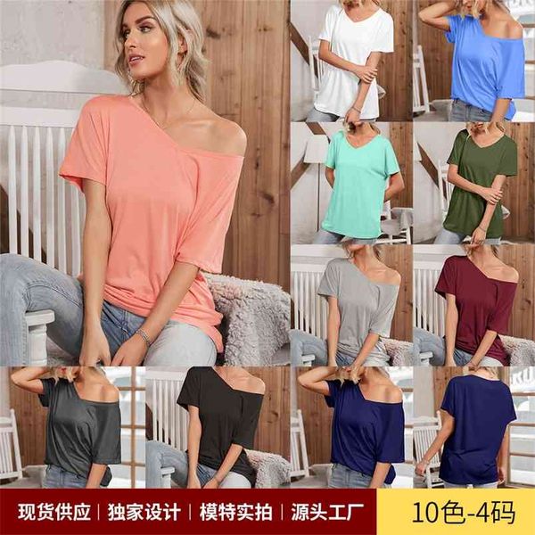 summer women's v neck loose casual short-sleeved t-shirt ladies solid color pullover woman tshirts ropa mujer 210517, White
summer women's v neck loose casual short-sleeved t-shirt ladies solid color pullover woman tshirts ropa mujer 210517, White