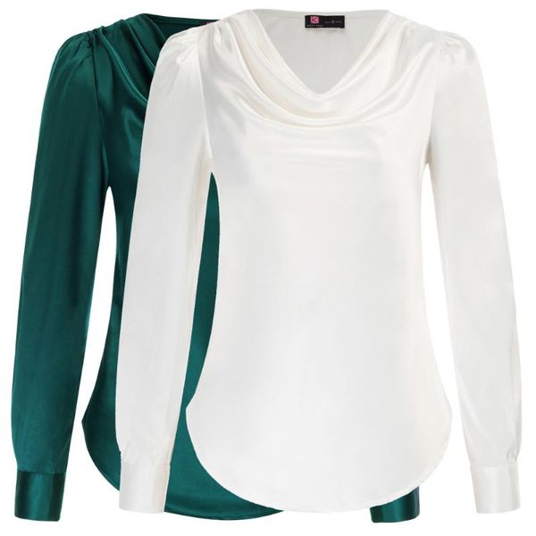 elegant blouses women draped neck satin blouse comfy long puffed sleeves curved hem solid color fashion shirts female women's &, White
elegant blouses women draped neck satin blouse comfy long puffed sleeves curved hem solid color fashion shirts female women's &, White
