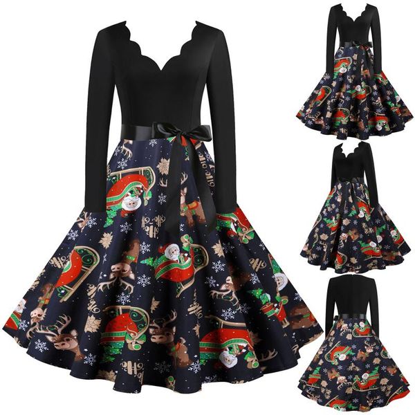 casual dresses black big swing print vintage christmas dress women winter long sleeve v neck year party plus size s~3x, Black;gray
casual dresses black big swing print vintage christmas dress women winter long sleeve v neck year party plus size s~3x, Black;gray