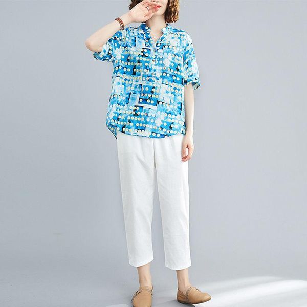women's two piece pants women 2021 summer fashion suits female printed pullover shirts ladies loose casual harem cotton linen sets u107, White
women's two piece pants women 2021 summer fashion suits female printed pullover shirts ladies loose casual harem cotton linen sets u107, White