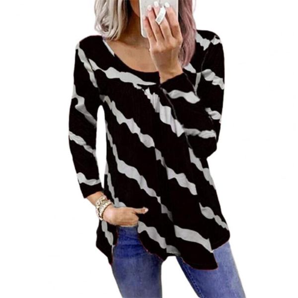 women's blouses & shirts stylish pullover women kibg sleeve blouse irregular hem striped print straight t-shirt harajuku streetwear, White
women's blouses & shirts stylish pullover women kibg sleeve blouse irregular hem striped print straight t-shirt harajuku streetwear, White