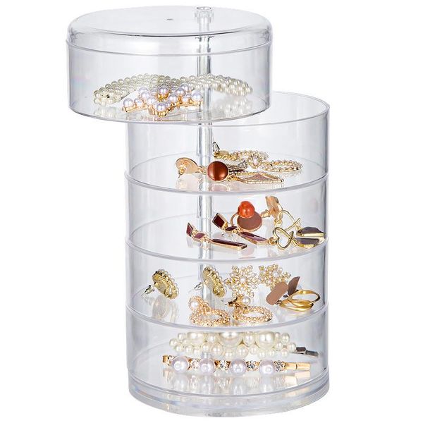 360-degree rotating issue box transparent multi-layer earring storage boxs multi-function ring organize case dust covered boxes & bins 
360-degree rotating issue box transparent multi-layer earring storage boxs multi-function ring organize case dust covered boxes & bins