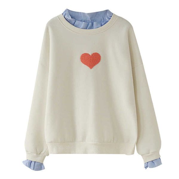 merry pretty winter women preppy style sweatshirts flare sleeve false 2 pieces patchwork pullovers heart embroidery outwears 210526, Black
merry pretty winter women preppy style sweatshirts flare sleeve false 2 pieces patchwork pullovers heart embroidery outwears 210526, Black