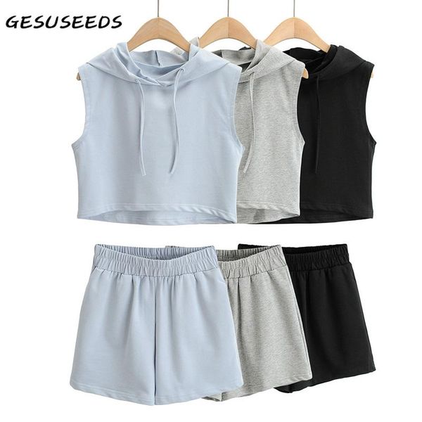 women's tracksuits casual sleeveless women korean summer tank solid hooded matching sets elastic high waisted shorts black blue 202, Gray
women's tracksuits casual sleeveless women korean summer tank solid hooded matching sets elastic high waisted shorts black blue 202, Gray