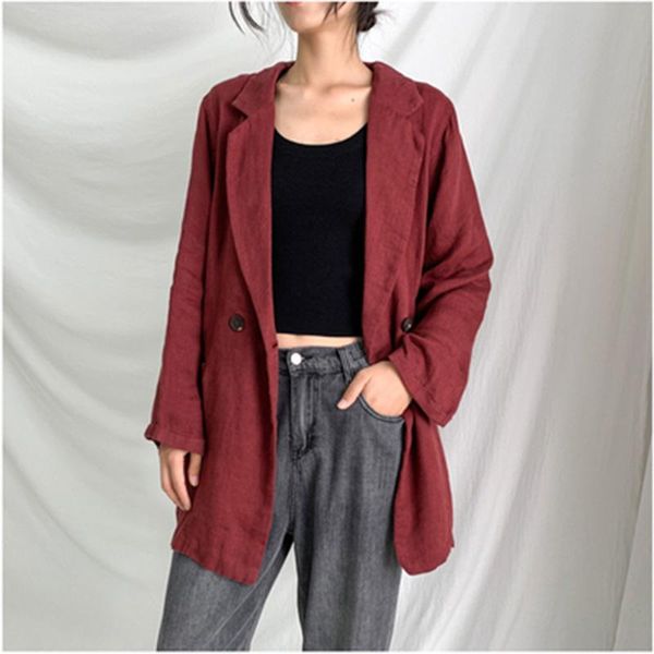 arts style women loose casual single button long sleeve blazer all-matched tailored collar cotton linen a464 women's suits & blazers, White;black
arts style women loose casual single button long sleeve blazer all-matched tailored collar cotton linen a464 women's suits & blazers, White;black