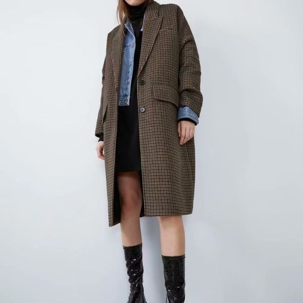 vintage woman long plaid coat fashion ladies autumn casual single breasted outwear female warm jackets 210515, Black
vintage woman long plaid coat fashion ladies autumn casual single breasted outwear female warm jackets 210515, Black