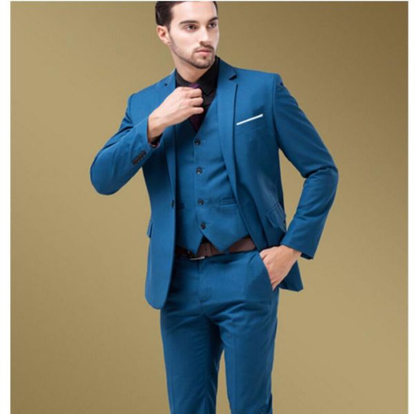 selling blue one button mens suits for wedding 3 pieces custom made terno masculino men business office men's & blazers, White;black
selling blue one button mens suits for wedding 3 pieces custom made terno masculino men business office men's & blazers, White;black