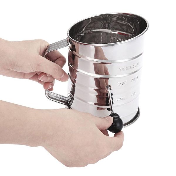 baking & pastry tools 3-cup stainless steel rotary hand crank flour sifter with 2 wire agitator tool shaker kitchen tools#40
baking & pastry tools 3-cup stainless steel rotary hand crank flour sifter with 2 wire agitator tool shaker kitchen tools#40