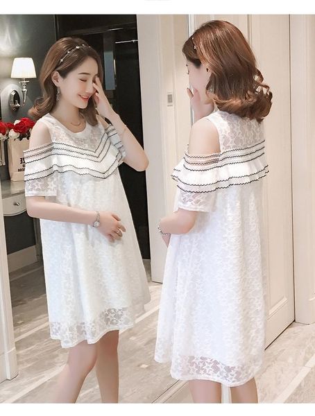maternity dresses dress female fashion stitching lace loose long paragraph off-the-shoulder short-sleeve tide explosion, White
maternity dresses dress female fashion stitching lace loose long paragraph off-the-shoulder short-sleeve tide explosion, White