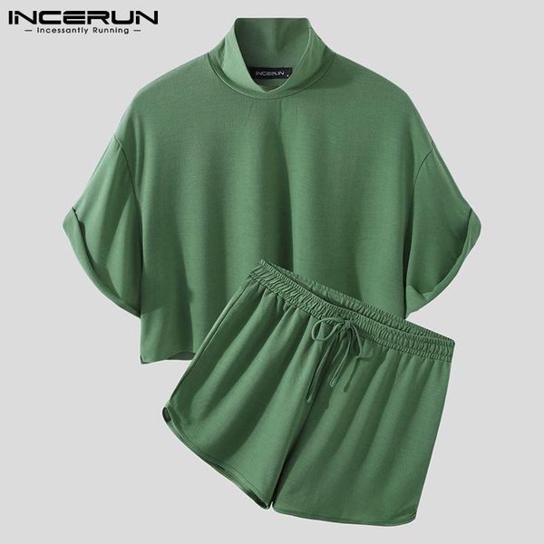 men's tracksuits incerun summer men sets solid color turtleneck short sleeve crop & shorts 2 pieces streetwear 2021 fashion casual sui, Gray
men's tracksuits incerun summer men sets solid color turtleneck short sleeve crop & shorts 2 pieces streetwear 2021 fashion casual sui, Gray