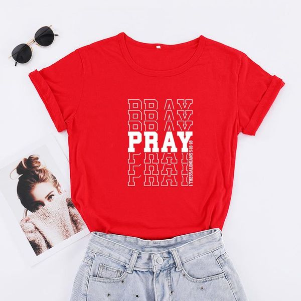 women's t-shirt pray letter printed women t-shirts cotton plus size graphic tee shirt red color christian religious clothes drop, White
women's t-shirt pray letter printed women t-shirts cotton plus size graphic tee shirt red color christian religious clothes drop, White