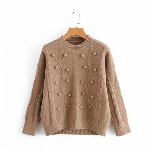 fall winter women knit sweater round neck pompoms warm thicken chic sweaters casual fashion pullover 210420, White;black
fall winter women knit sweater round neck pompoms warm thicken chic sweaters casual fashion pullover 210420, White;black