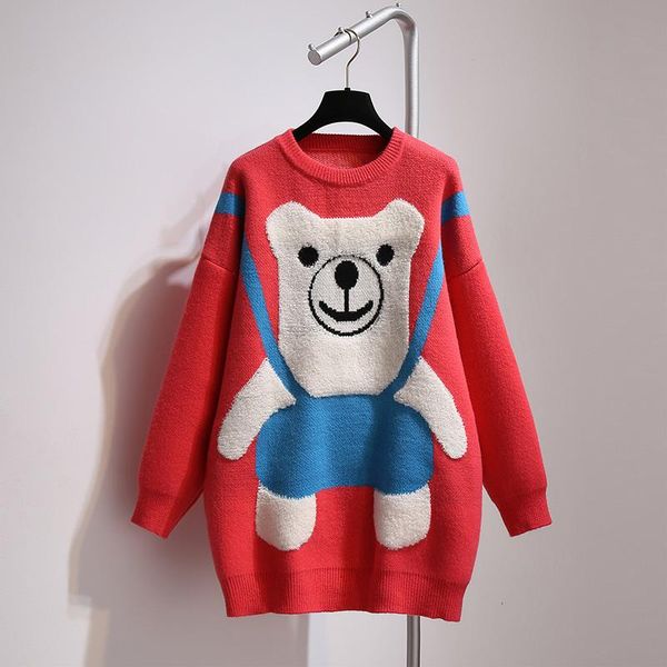 women's sweaters medium and long pullover sweater autumn winter 2021 korean version loose lovely bear red fashion, White;black
women's sweaters medium and long pullover sweater autumn winter 2021 korean version loose lovely bear red fashion, White;black