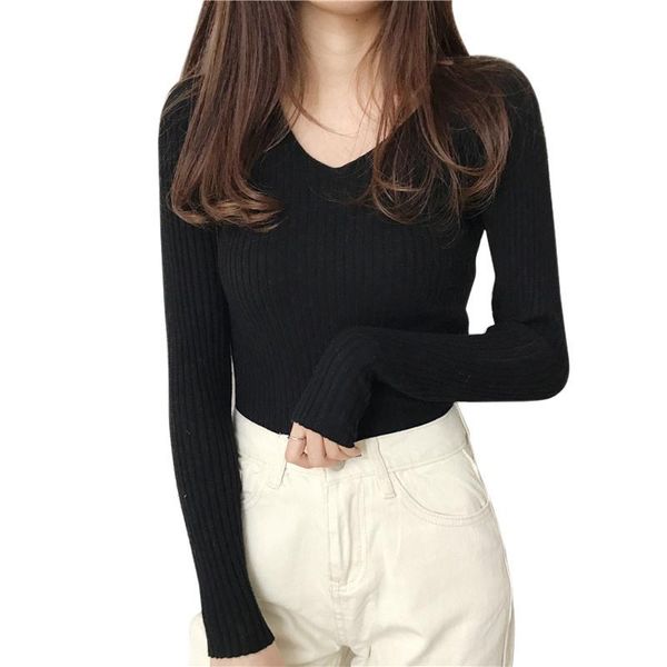 women's sweaters autumn sweater women fashion casual slim v-neck bottoming solid color winter basic wild long sleeve pullover, White;black
women's sweaters autumn sweater women fashion casual slim v-neck bottoming solid color winter basic wild long sleeve pullover, White;black