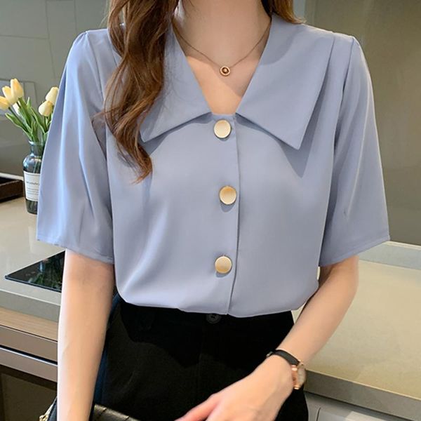 women's blouses & shirts ljsxls 2021 summer woman clothes vintage short sleeve chiffon women blouse button korean style chemisier femm, White
women's blouses & shirts ljsxls 2021 summer woman clothes vintage short sleeve chiffon women blouse button korean style chemisier femm, White