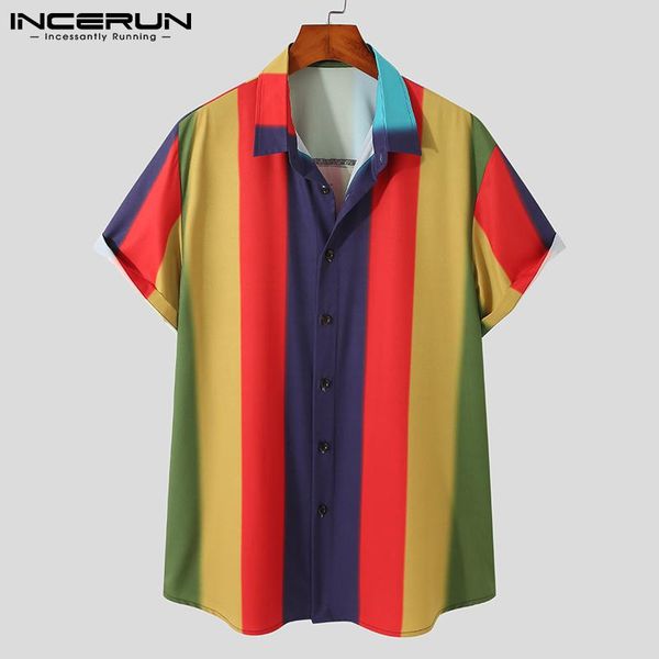 men's casual shirts incerun 2021 men striped shirt streetwear turn down collar short sleeve button summer hawaiian camisa masculina, White;black
men's casual shirts incerun 2021 men striped shirt streetwear turn down collar short sleeve button summer hawaiian camisa masculina, White;black