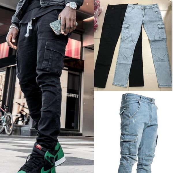 men's jeans 2021 europe side pockets small feet skinny hip hop cargo pants men, Blue
men's jeans 2021 europe side pockets small feet skinny hip hop cargo pants men, Blue