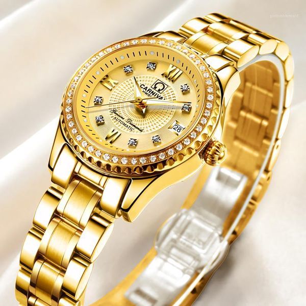 wristwatches carnival fashion casual ladies calendar luminous waterproof diamond studded stainless steel strap automatic mechanical watches, Slivery;brown
wristwatches carnival fashion casual ladies calendar luminous waterproof diamond studded stainless steel strap automatic mechanical watches, Slivery;brown