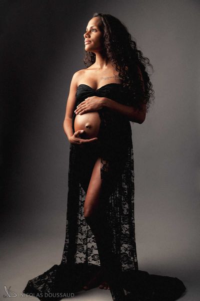 sleeveless dress women's lace pregnant trailing strapless long dress pgraphy, White
sleeveless dress women's lace pregnant trailing strapless long dress pgraphy, White