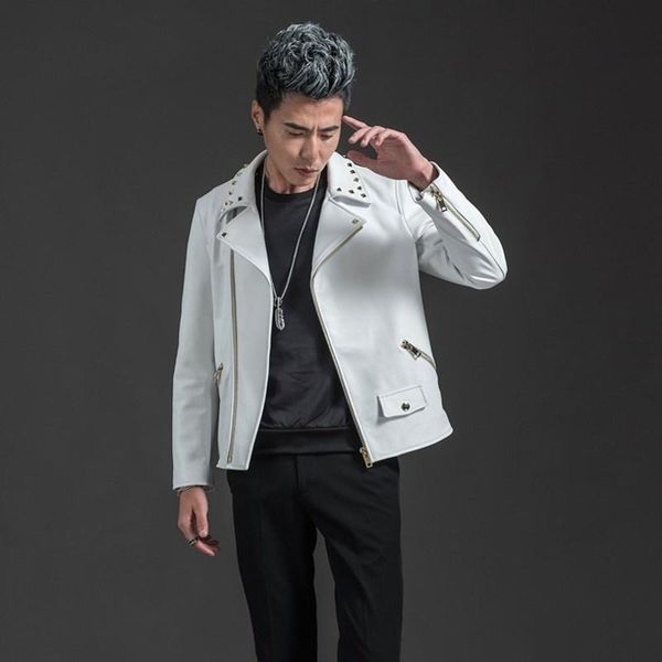men's leather & faux goat luxury skin mens genuine short jackets fashion motorcycle rivet long sleeve zipper male outerwear coats plus, Black
men's leather & faux goat luxury skin mens genuine short jackets fashion motorcycle rivet long sleeve zipper male outerwear coats plus, Black