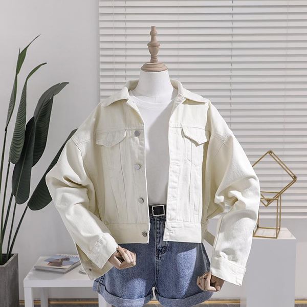 women's jackets korean women loose short white batwing sleeve denim jacket spring 2021 turndown collar casual beige jeans cropped outwe, Black;brown
women's jackets korean women loose short white batwing sleeve denim jacket spring 2021 turndown collar casual beige jeans cropped outwe, Black;brown