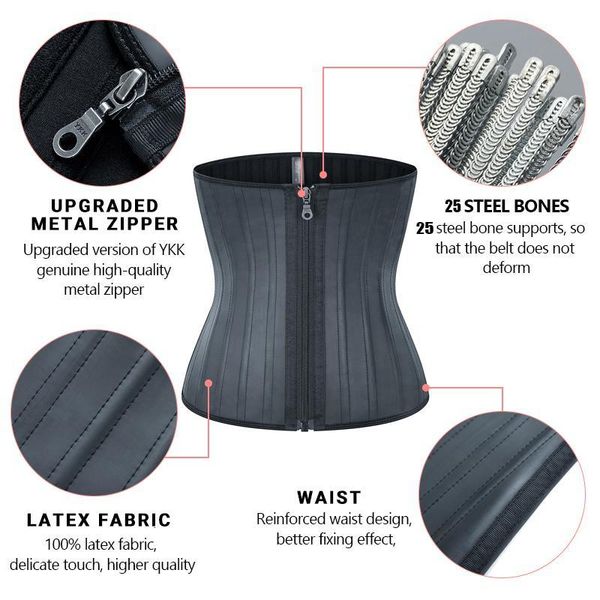 latex corset body shaper trainer 25 steel bones belly sheath slimming waist cincher women shapewear losing weight girdles, Black;white
latex corset body shaper trainer 25 steel bones belly sheath slimming waist cincher women shapewear losing weight girdles, Black;white