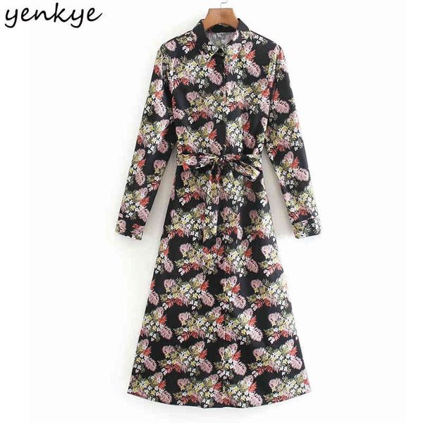 yenkye vintage floral print women dress lapel collar long sleeve with belt a-line midi dress spring casual vestido 210515, Black;gray
yenkye vintage floral print women dress lapel collar long sleeve with belt a-line midi dress spring casual vestido 210515, Black;gray