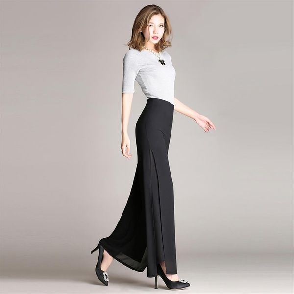 high waist chiffon loose womens pants wide leg trousers elegant side split double layer casual plus size pantalones, Black;white
high waist chiffon loose womens pants wide leg trousers elegant side split double layer casual plus size pantalones, Black;white