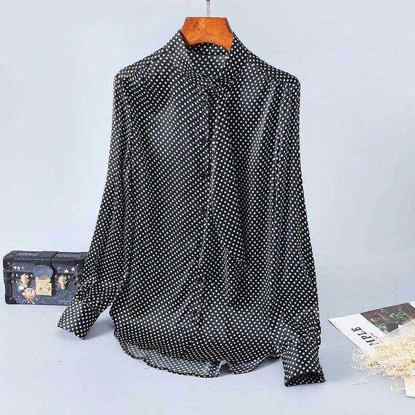 women's blouses & shirts single silk shirt breasted dot printed femininity fashion cardigan sleeve long female lsnx, White
women's blouses & shirts single silk shirt breasted dot printed femininity fashion cardigan sleeve long female lsnx, White