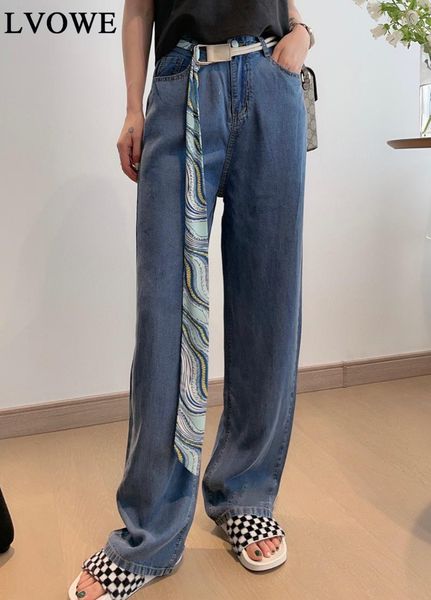 women's jeans lvowe 2021 summer fashion loose straight ice tencel drape mopping trousers high street, Blue
women's jeans lvowe 2021 summer fashion loose straight ice tencel drape mopping trousers high street, Blue