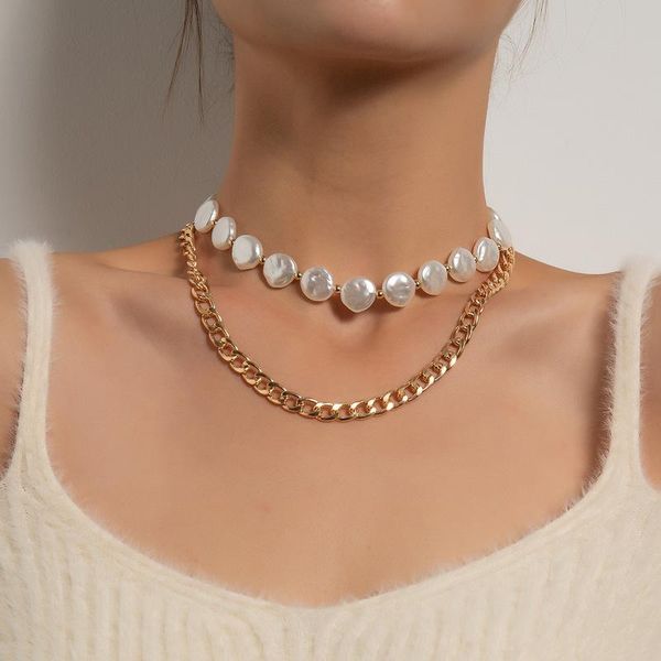 chokers vintage punk round pearl choker gold silver color pendant chunky chain necklace for women wedding party fashion jewelry gift, Golden;silver
chokers vintage punk round pearl choker gold silver color pendant chunky chain necklace for women wedding party fashion jewelry gift, Golden;silver