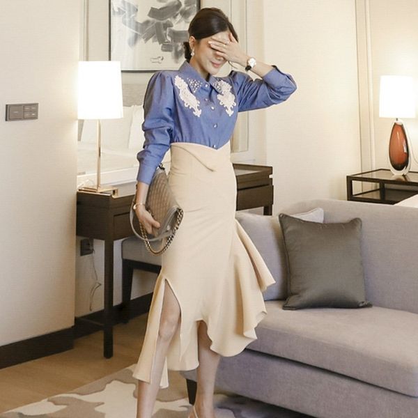 llzacoosh arrival autumn 2 piece set women beading long sleeve shirt + high waist ruffles irregular sheath skirt set 210514, White
llzacoosh arrival autumn 2 piece set women beading long sleeve shirt + high waist ruffles irregular sheath skirt set 210514, White
