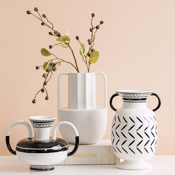 nordic binaural design black and white ceramic vase art living room dining table home el soft decoration porcelaim ornaments vases
nordic binaural design black and white ceramic vase art living room dining table home el soft decoration porcelaim ornaments vases