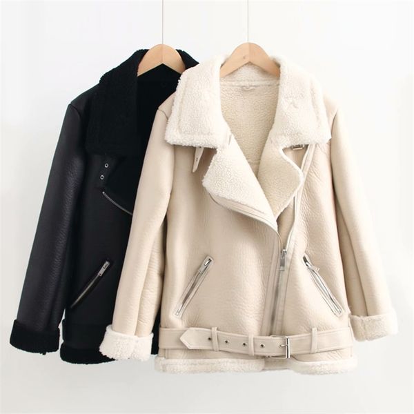 women winter pu cashmere jackets coats warm thicken casual street solid female elegant motor jacket outerwear clothes 210513, Black;brown
women winter pu cashmere jackets coats warm thicken casual street solid female elegant motor jacket outerwear clothes 210513, Black;brown