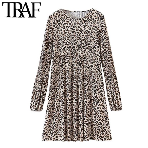 traf women chic fashion leopard print pleated mini dress vintage o neck long sleeve female dresses vestidos mujer 210415, Black;gray
traf women chic fashion leopard print pleated mini dress vintage o neck long sleeve female dresses vestidos mujer 210415, Black;gray